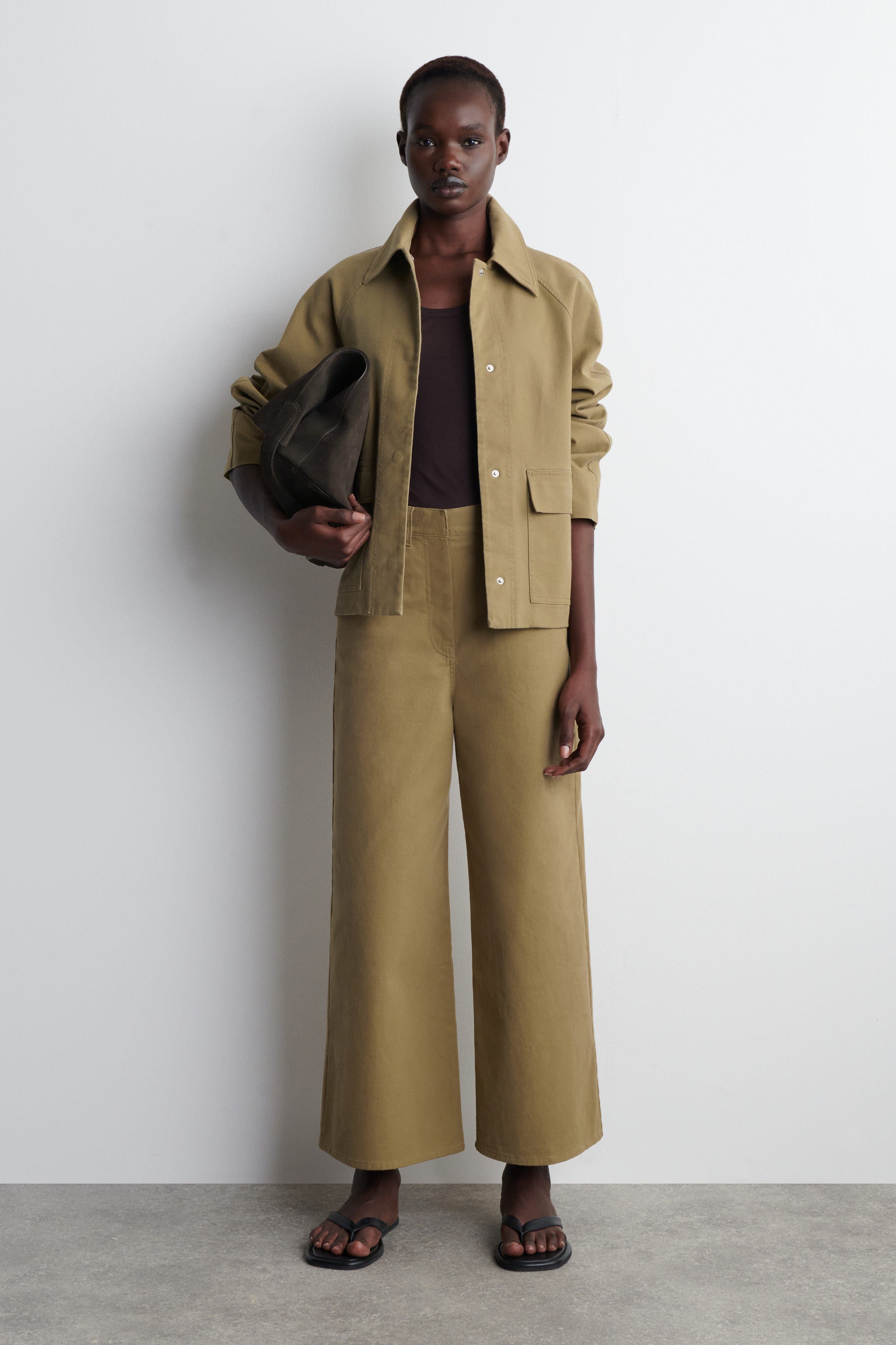 Cotton Cropped Wide-Leg Trousers - image 1