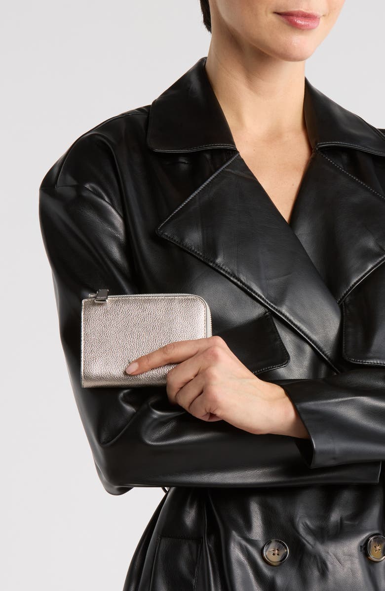 Kate Spade New York ava metallic zip bifold wallet, Alternate, color, Silver Multi