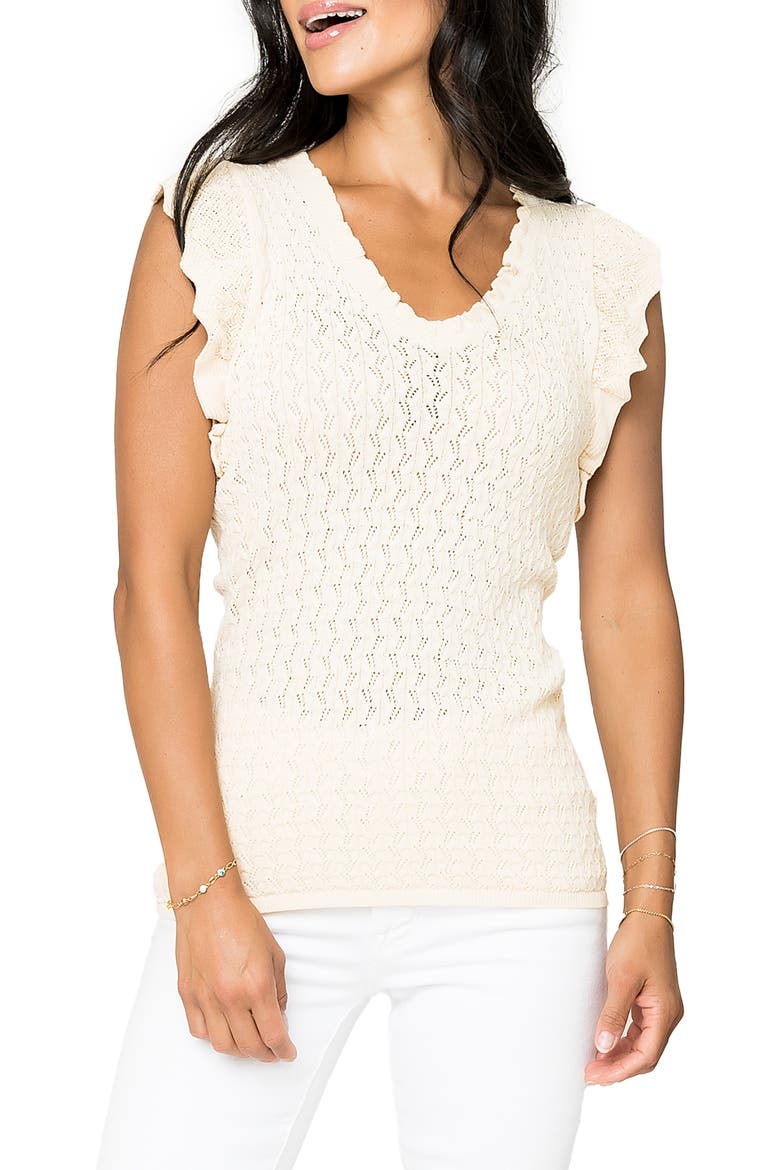 Pointelle Sleeveless Sweater, Main, color, NATURAL