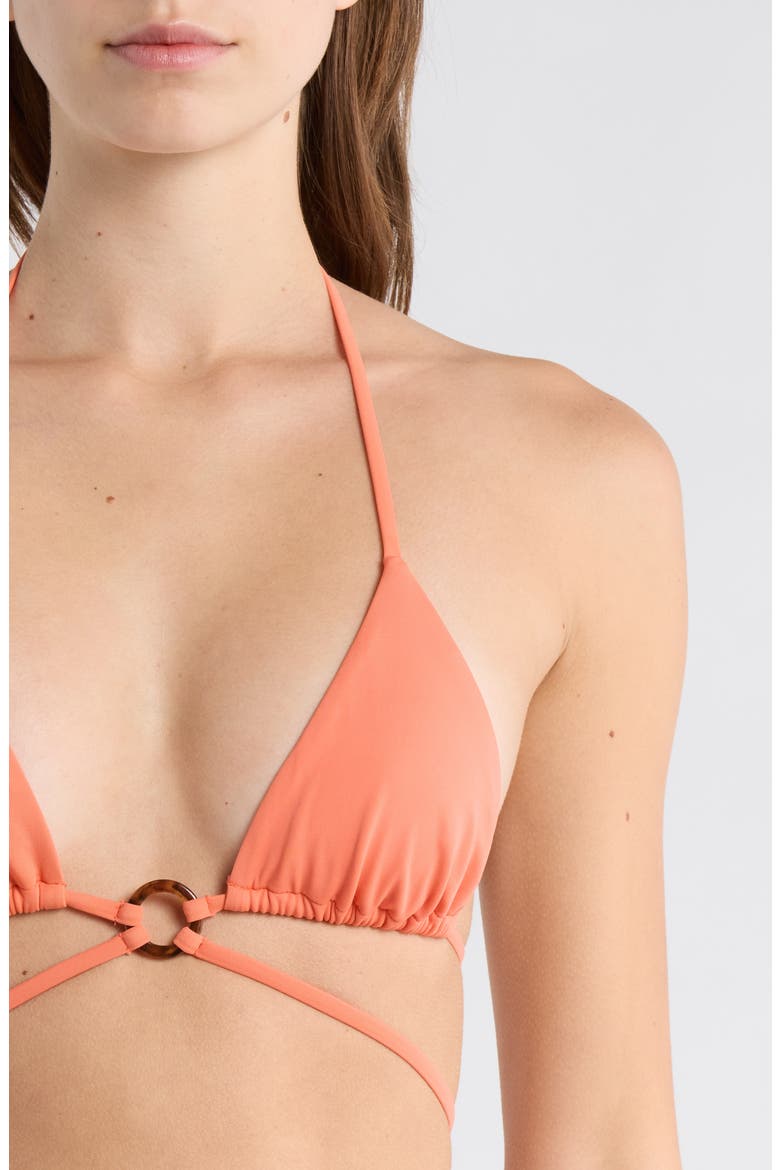 Ari Ring Triangle Bikini Top, Alternate, color, CORAL