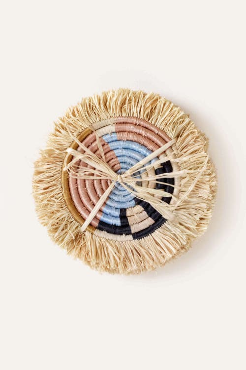 Indego Africa Abstract Form Fringe Set Of 4 Coasters In Multicolor