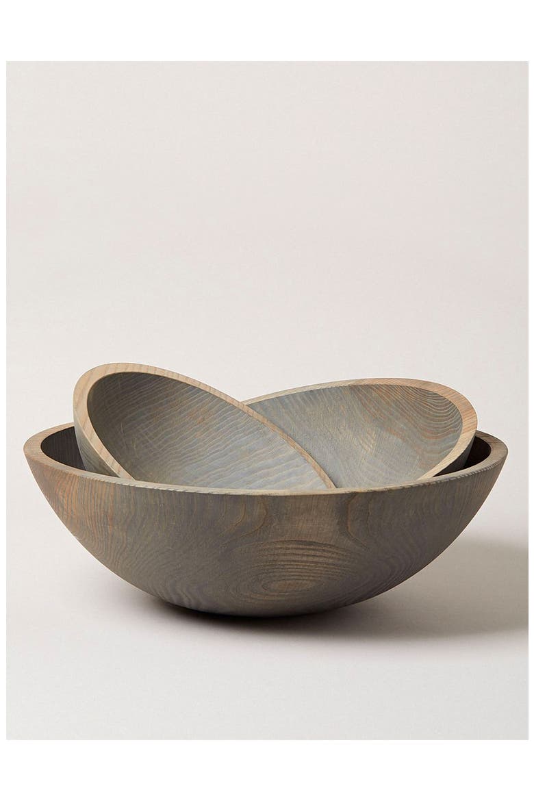 12" Crafted Wooden Bowl, Main, color, GREY