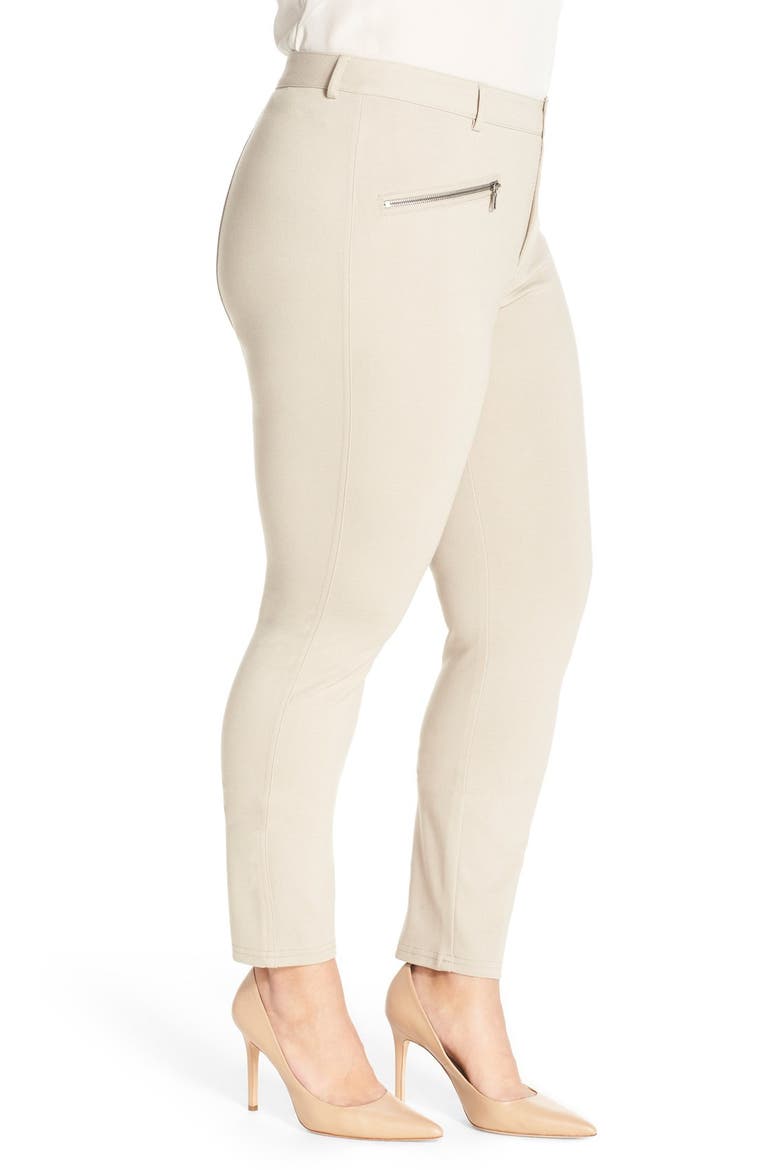 'Ski' Zip Pocket Ponte Knit Skinny Pants, Alternate, color, OATMEAL