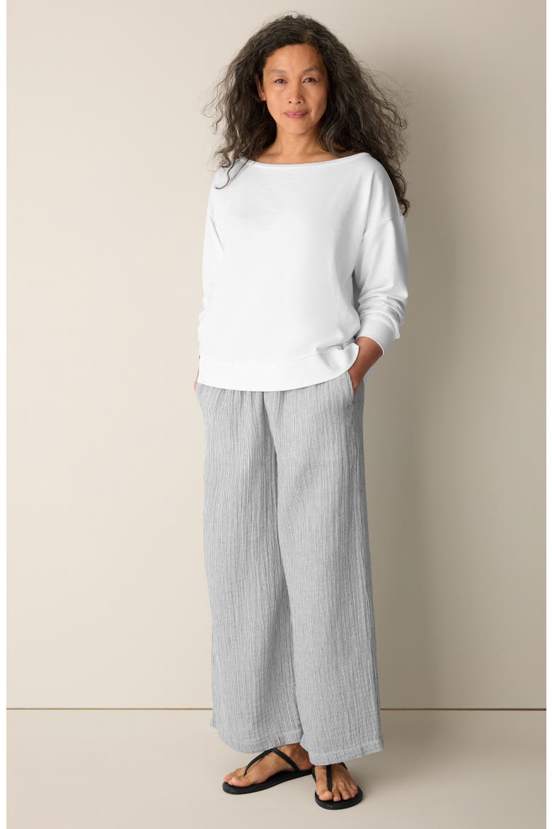 Bateau Neck Organic Cotton Sweatshirt, Alternate, color, WHITE