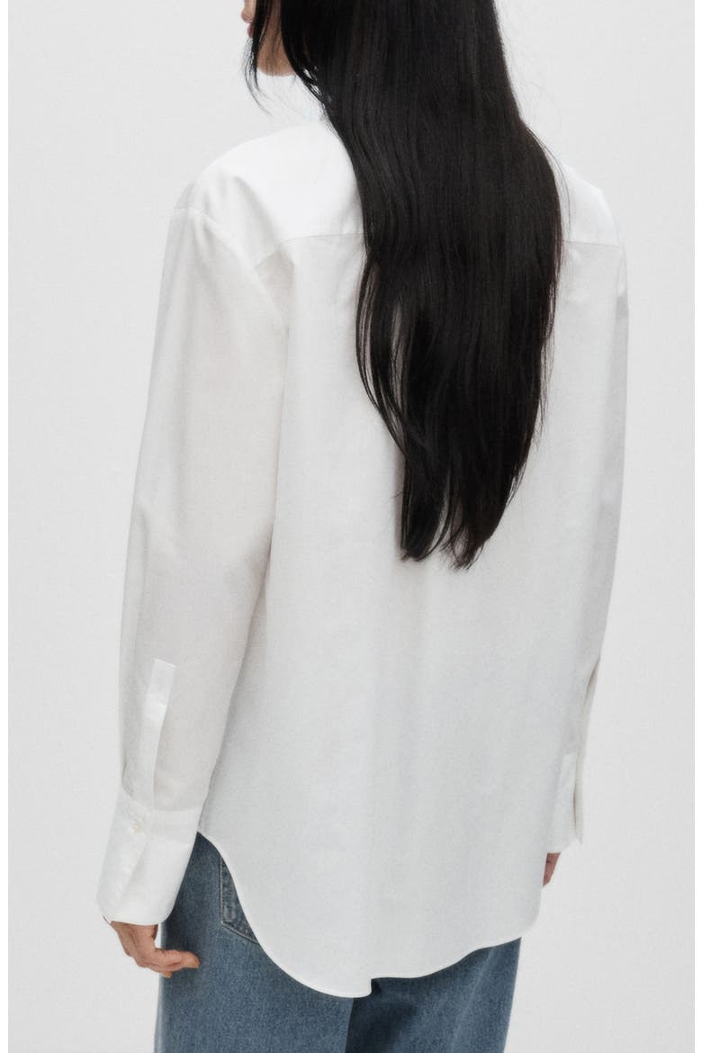 Oversize Embroidered Poplin Button-Up Shirt, Alternate, color, OFF WHITE