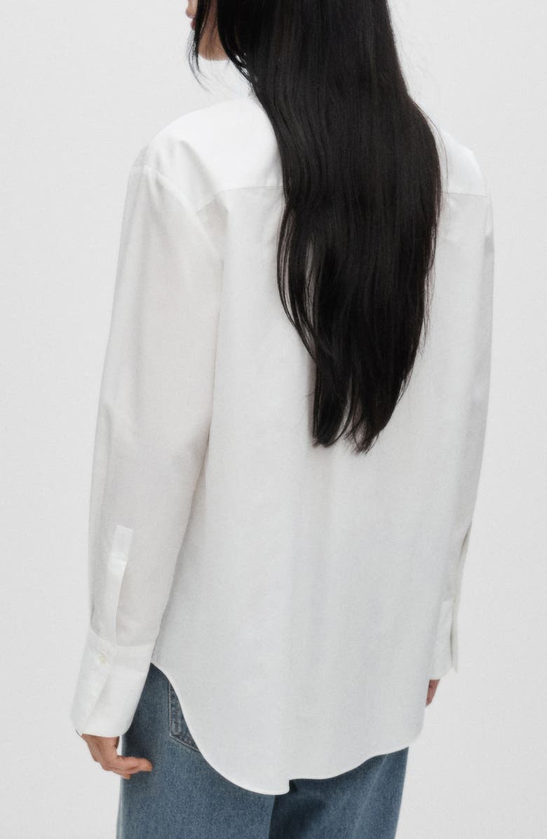 MANGO Oversize Embroidered Poplin Button-Up Shirt, Alternate, color, 