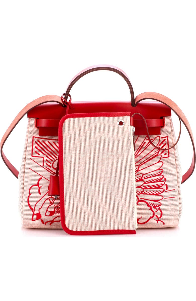 Pre-Owned Hermes Herbag Zip Pegase Pop Toile and Leather 31, Alternate, color, Rouge Piment