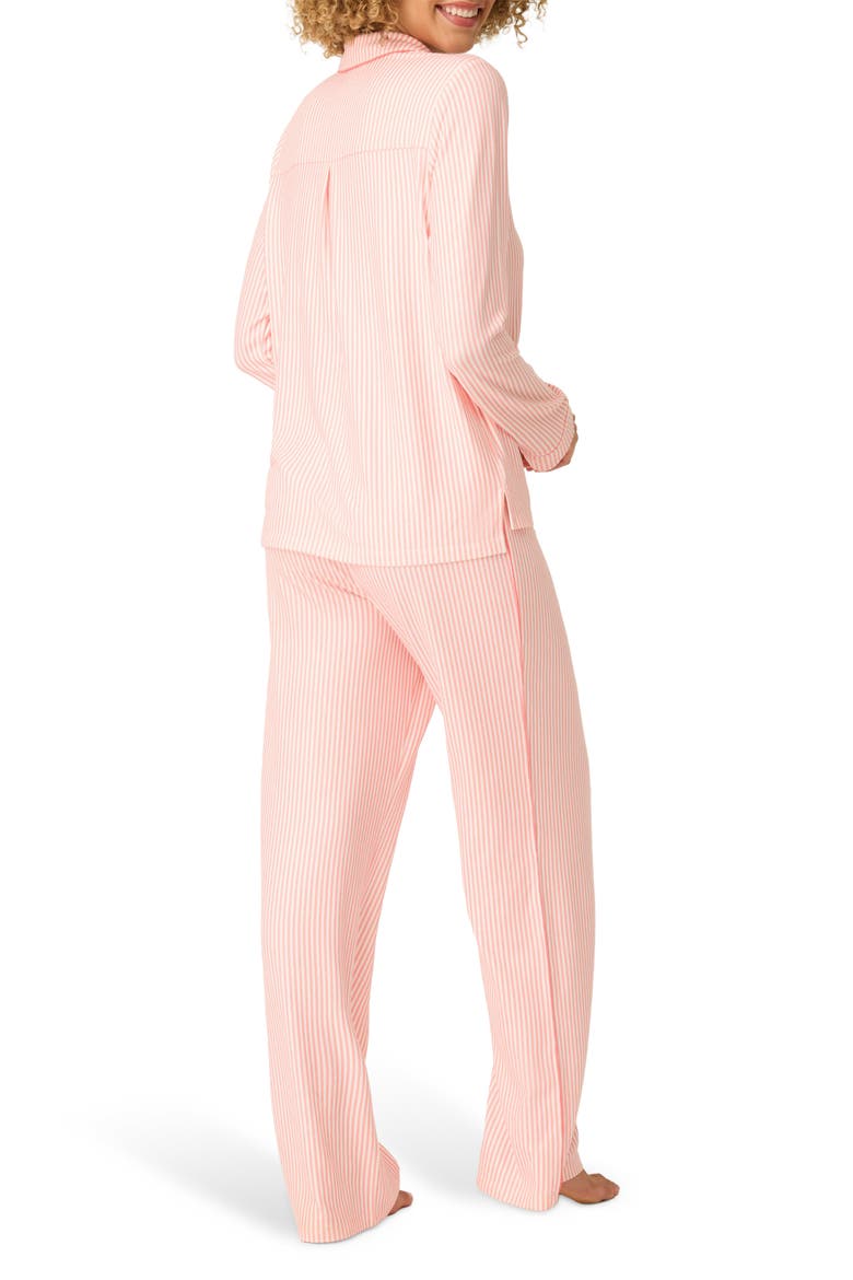 Paloma Mama Stripe Long Sleeve Pajamas & Eye Mask Set, Alternate, color, GRAPEFRUIT