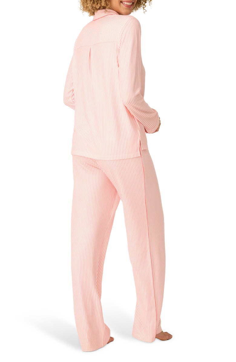 PJ Salvage Paloma Mama Stripe Long Sleeve Pajamas & Eye Mask Set, Alternate, color, Grapefruit