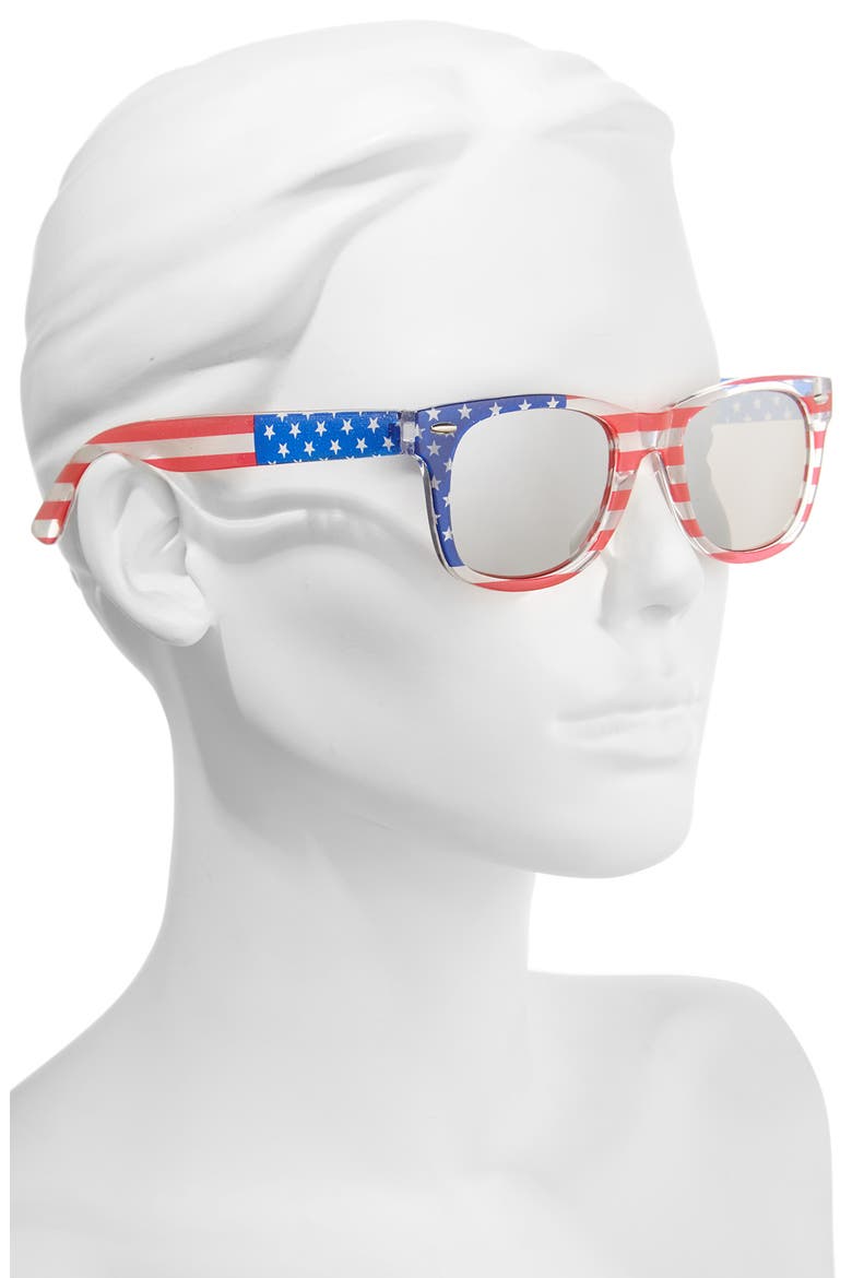 Americana 63mm Stars & Stripes Sunglasses, Alternate, color, RED/ BLUE