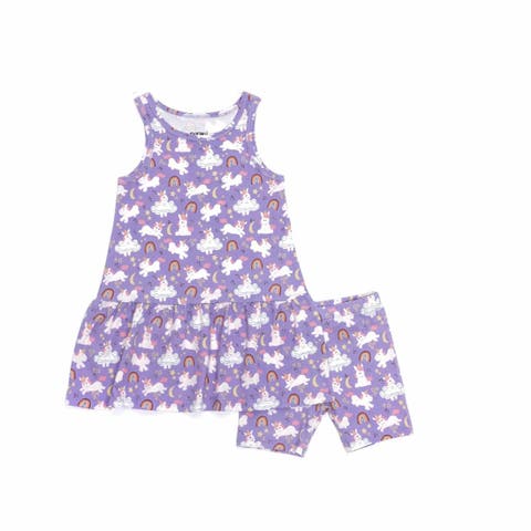 Kids Organic Drop Waist Dress with Matching Biker Shorts