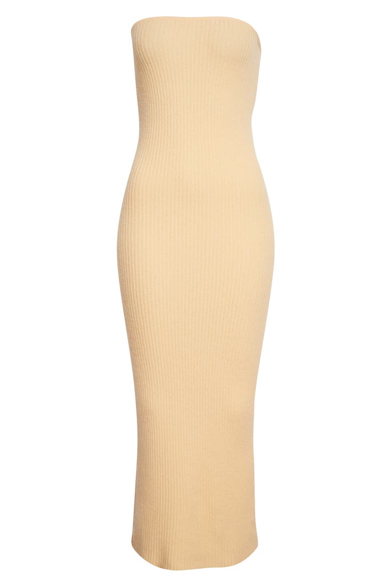 Cashmere Ribbed Tube Midi Dress, Alternate, color, BLONDE