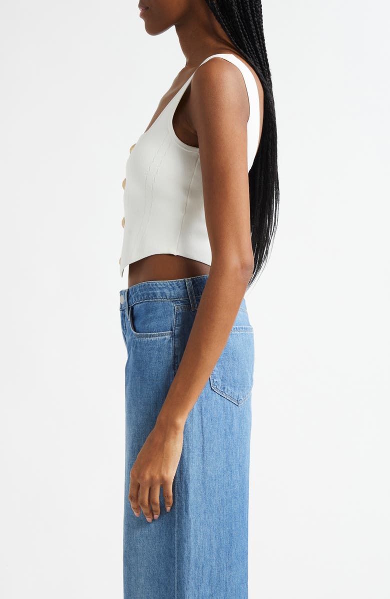 L'AGENCE Saga Square Neck Tank, Alternate, color, Ivory/ Gold