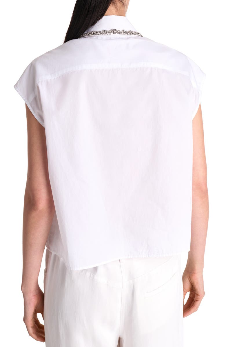 TWP Beaded Collar Cap Sleeve Shirt, Alternate, color, White