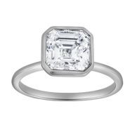 LuvMyJewelry Adele 2.5Ct Asscher Lab Grown Diamond Bezel Engagement Ring