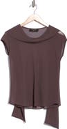 Renee C Cowl Neck Scarf Detail Sheer Top