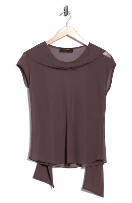 Cowl Neck Scarf Detail Sheer Top