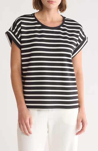T Tahari Roll Sleeve Scuba Top