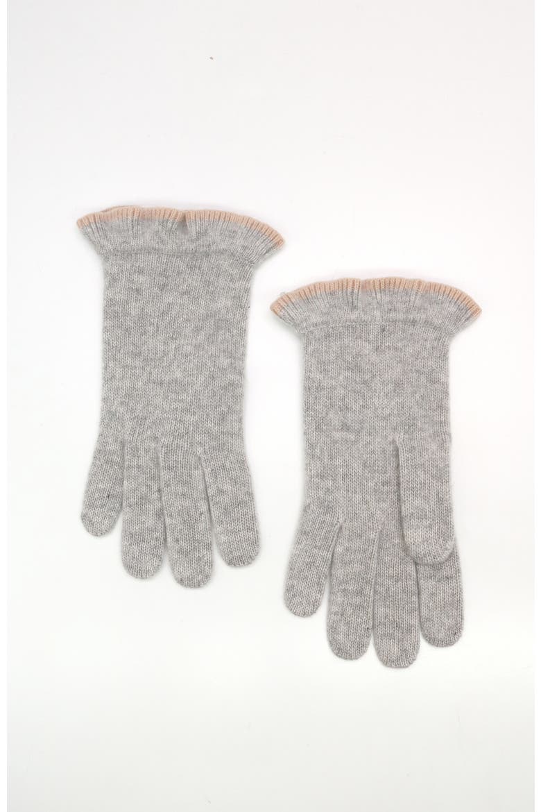 Cashmere gloves with ruffles, Main, color, LIGHT HEATHER GREY/ROSE QUARTZ
