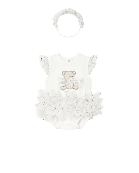 Ruffled Romper with Tulle Skirt and Headband