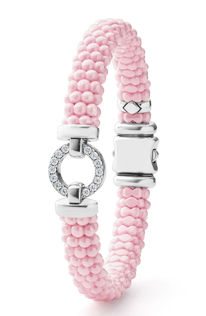 LAGOS Pink Caviar Ceramic Diamond Circle Bracelet, Alternate, color, Pink