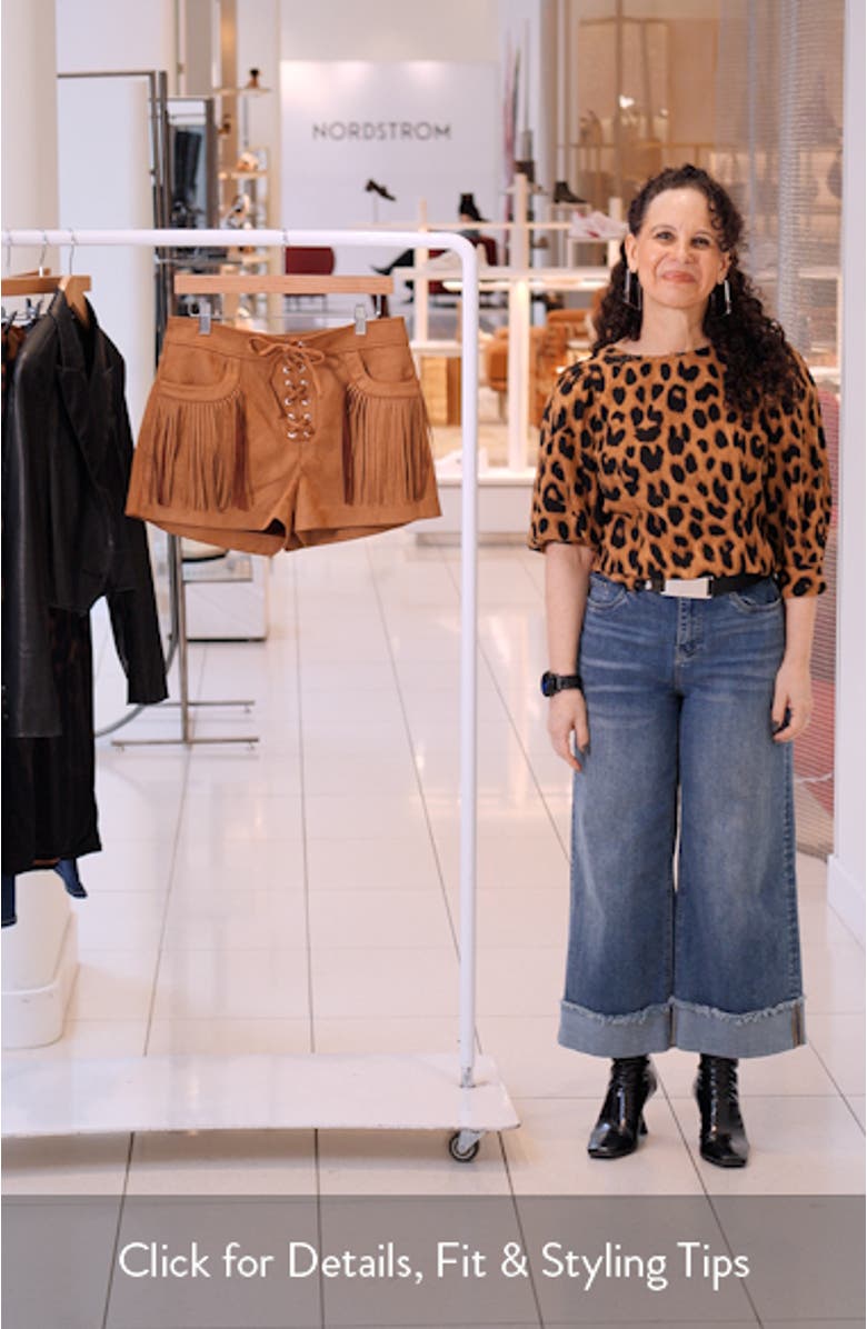 Cheyenne Fringe Detail Faux Suede Shorts, sales video thumbnail