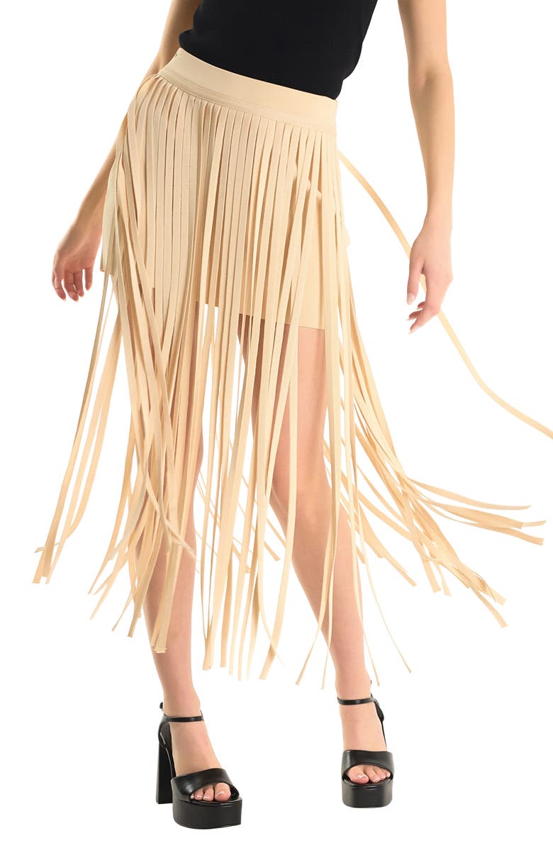 Endless Rose Knit Fringe Maxi Skirt, Alternate, color, Light Beige