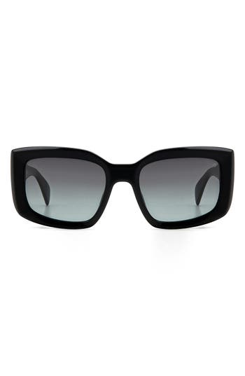 Rag & Bone 54mm Gradient Rectangular Sunglasses In Black/grey Shaded