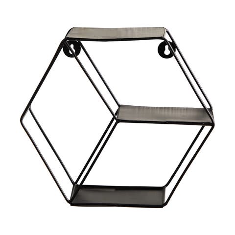 10-in Black Matte Hexagon Wall Shelf