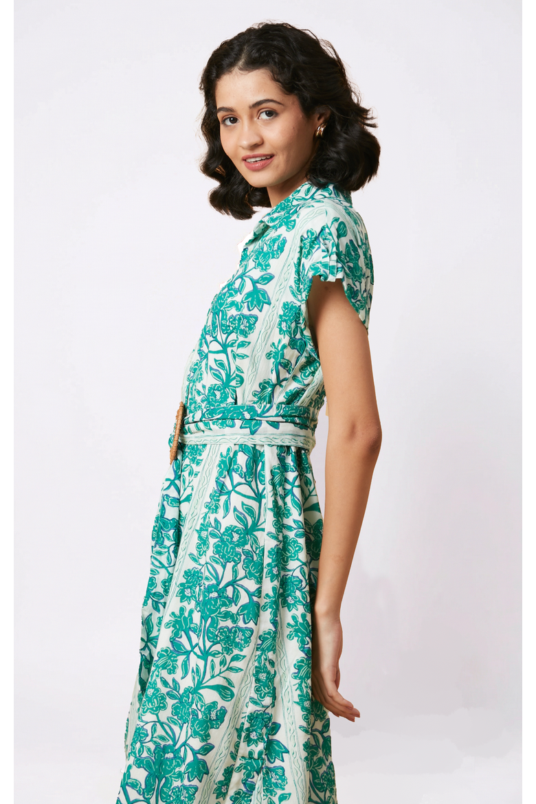 Catherine Midi Dress, Alternate, color, Green Serendipia