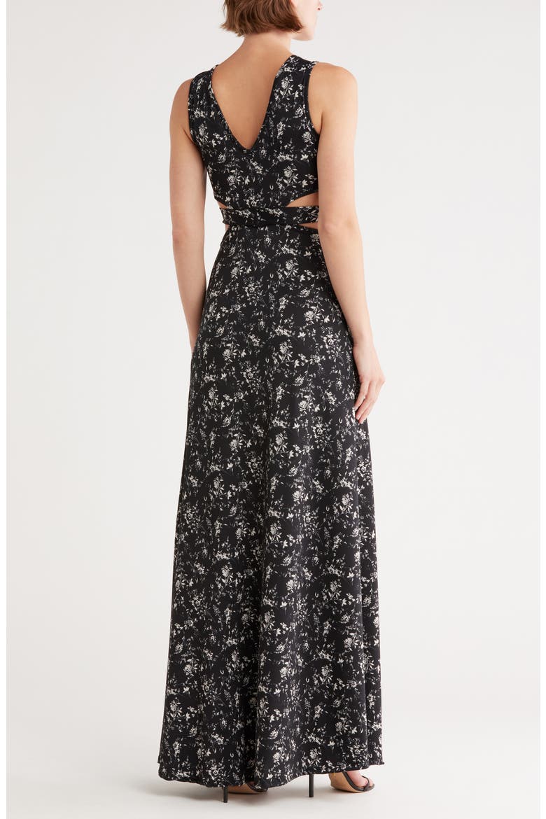 Cutout Maxi Dress, Alternate, color, BLACK WHITE LILLIES