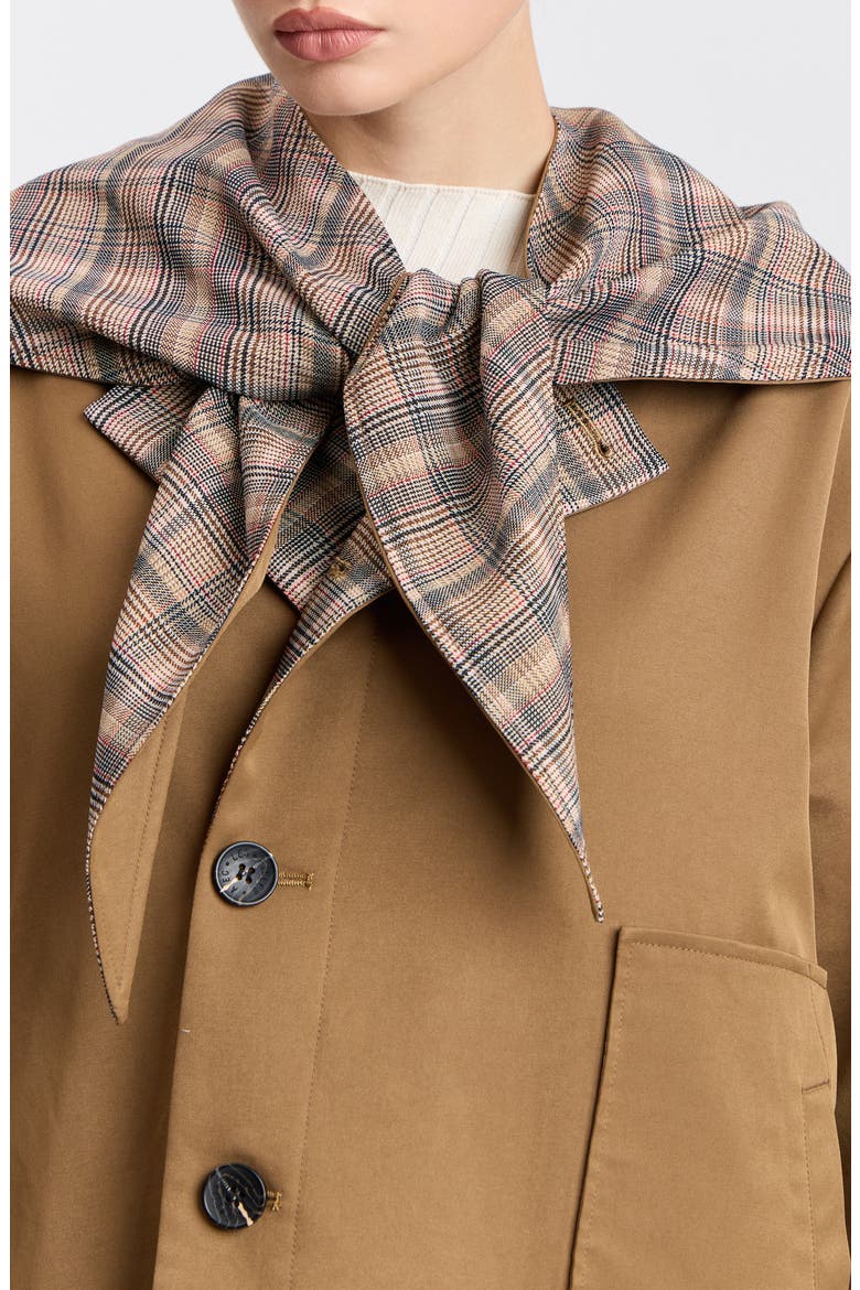 Reversible Water Resistant Barn Jacket with Scarf, Alternate, color, DARK KHAKI MULTI