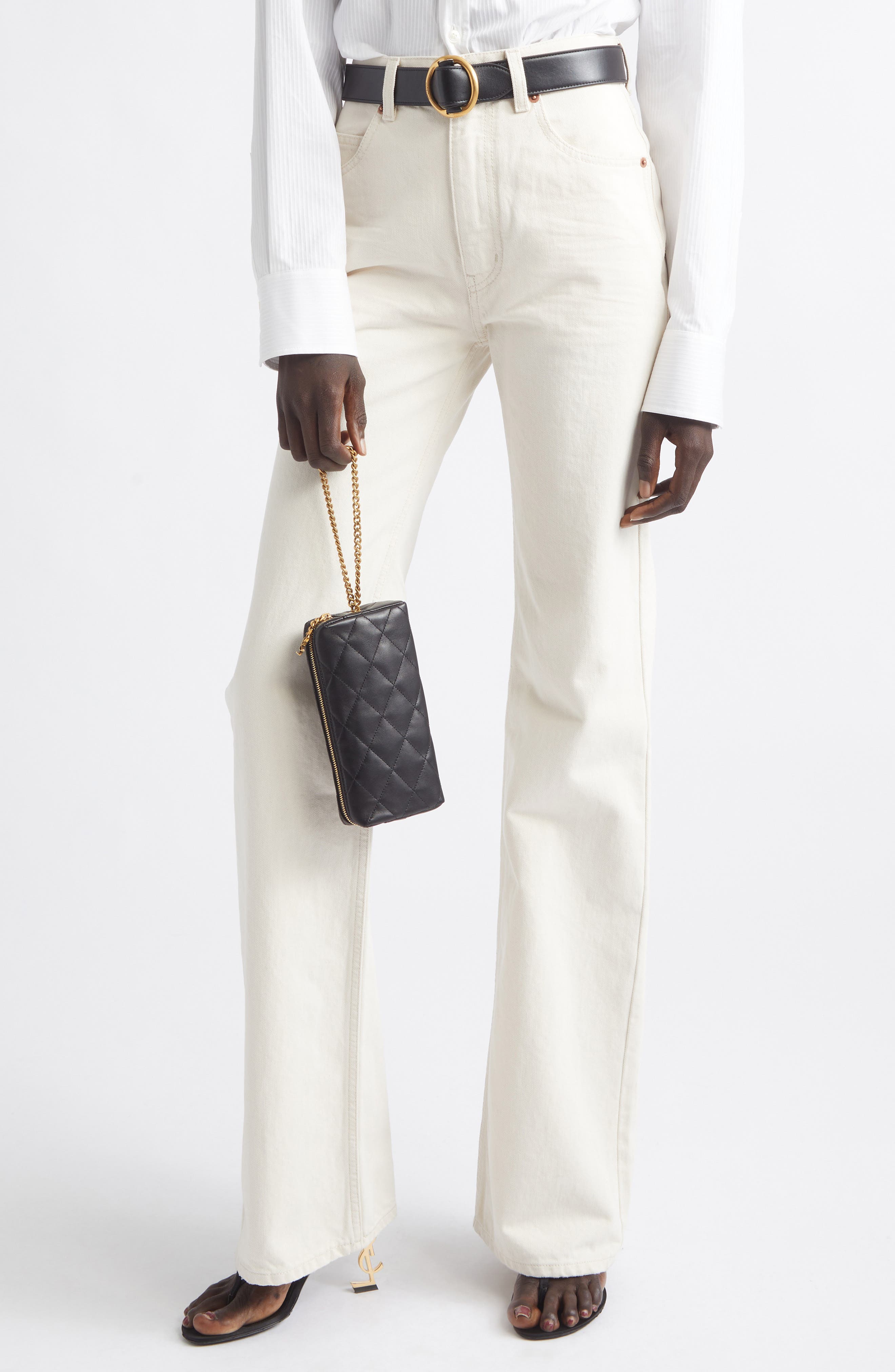 Cassandre Bijou Matelassé Leather Wristlet, Alternate, color, BLACK