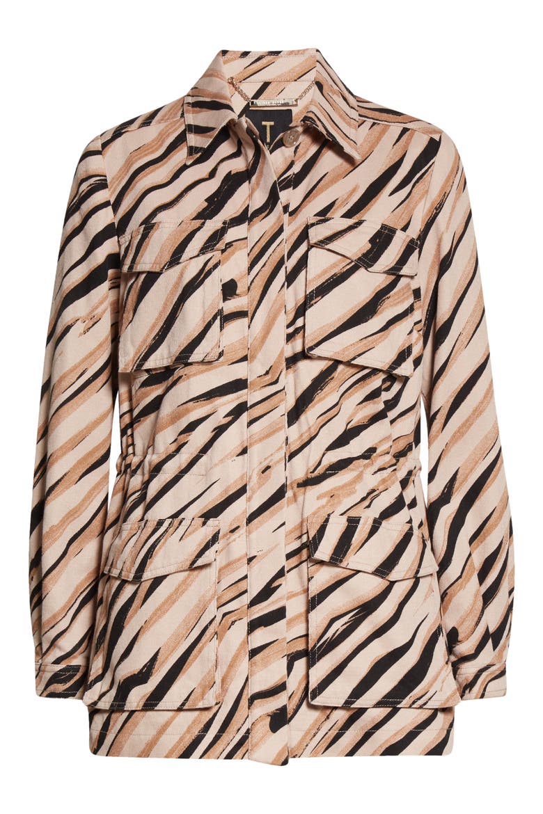 Hamiel Animal Print Cotton Cargo Jacket, Alternate, color, NATURAL