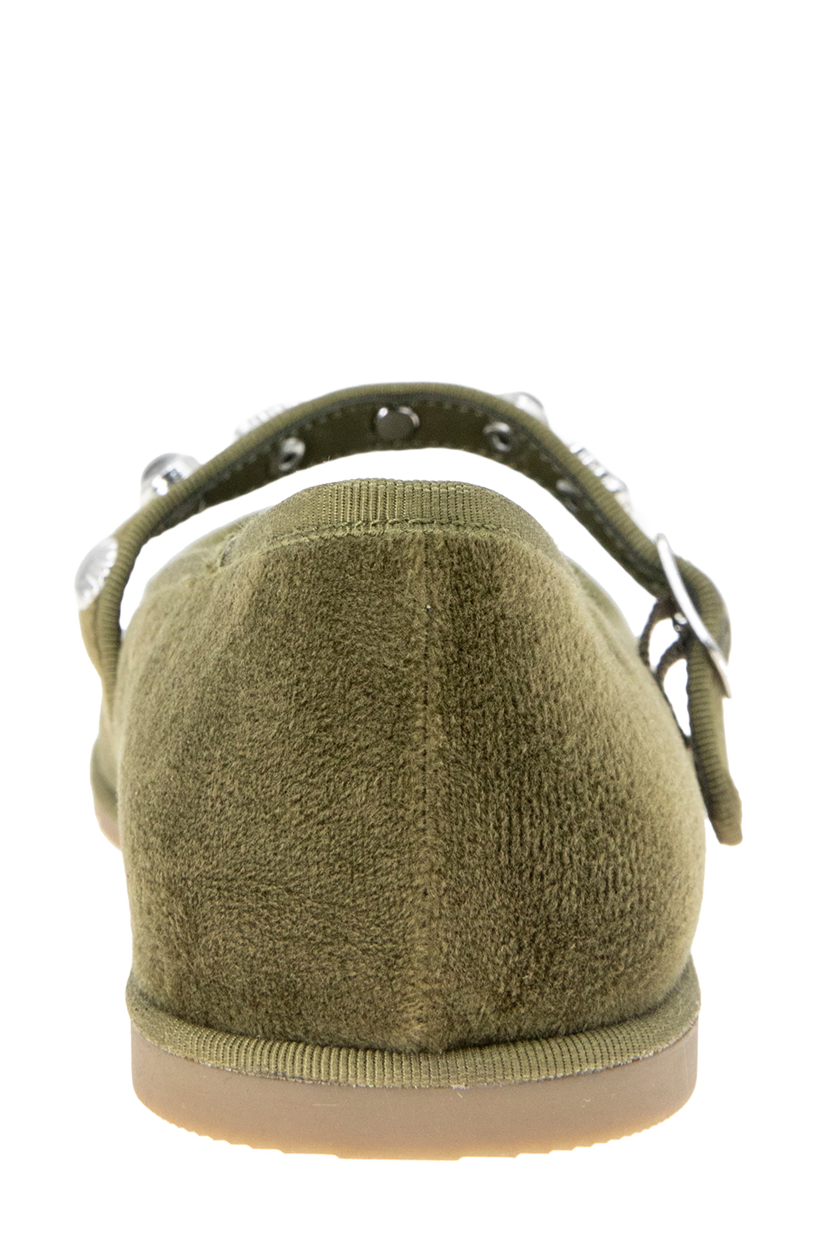 Elda Mary Jane Flat, Alternate, color, OLIVE VELVET