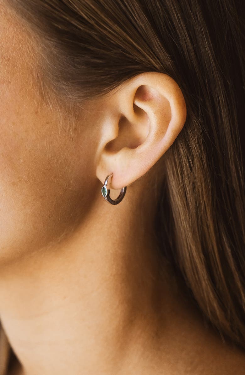 Sterling Forever Robyn Cubic Zirconia Huggie Hoop Earrings, Alternate, color, Silver