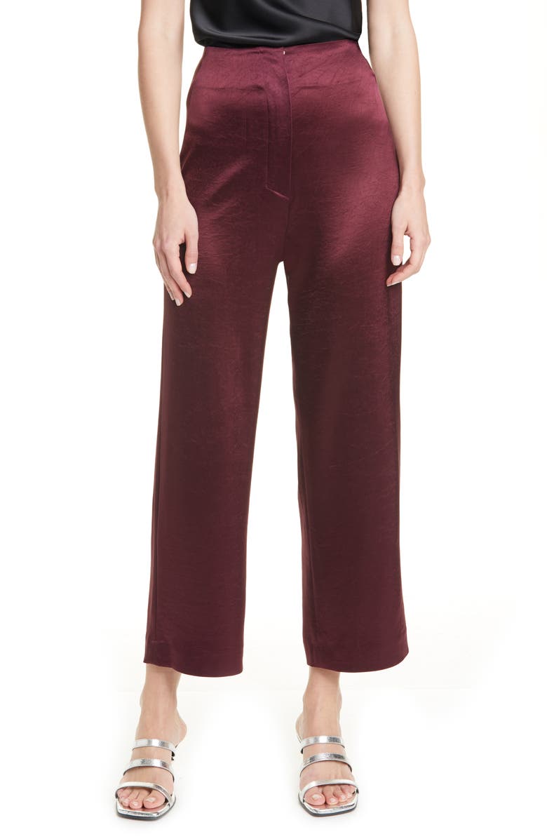 Nanushka Caribe Satin Crop Wide Leg Pants, Main, color,