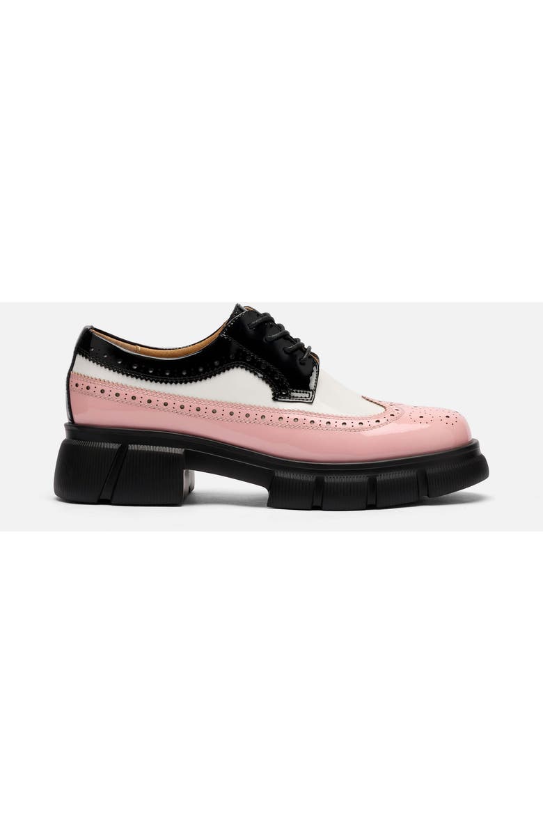 MARC NOLAN Ms. Alexander Leather Lug Wingtip Derby, Main, color, Black/White/Pink
