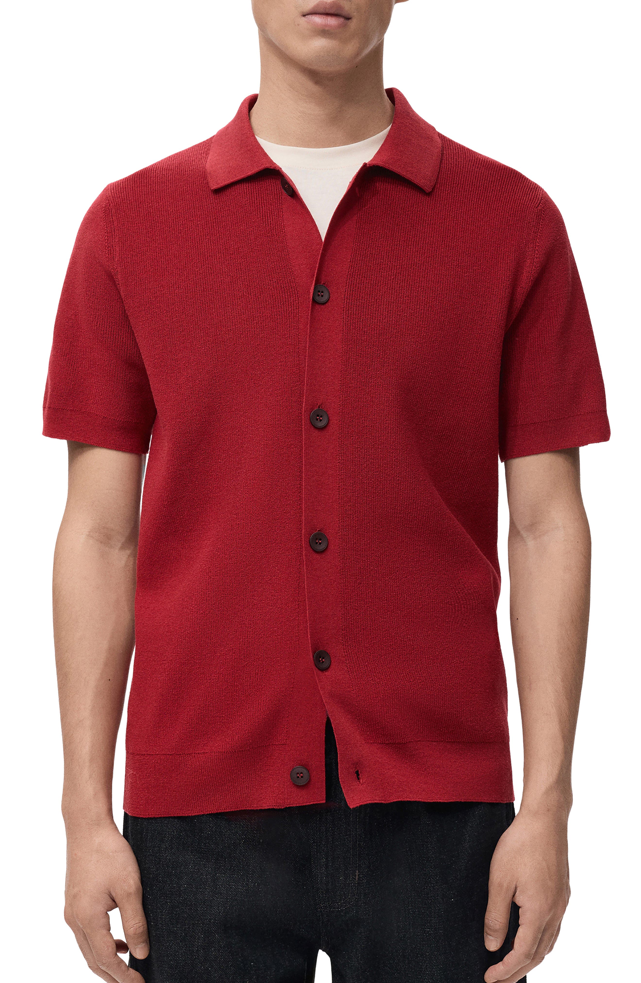 Short Sleeve Knit Button-Up Shirt - image 5