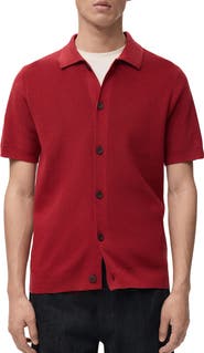 MANGO Short Sleeve Knit Button-Up Shirt