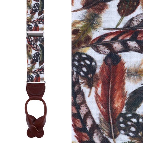 Birds of a Feather Linen Button End Suspenders (Braces)