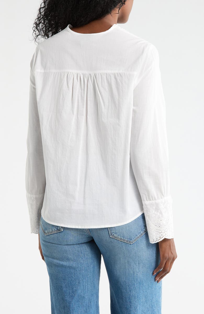 Forgotten Grace Eyelet Embroidered Button-Up Shirt, Alternate, color, White