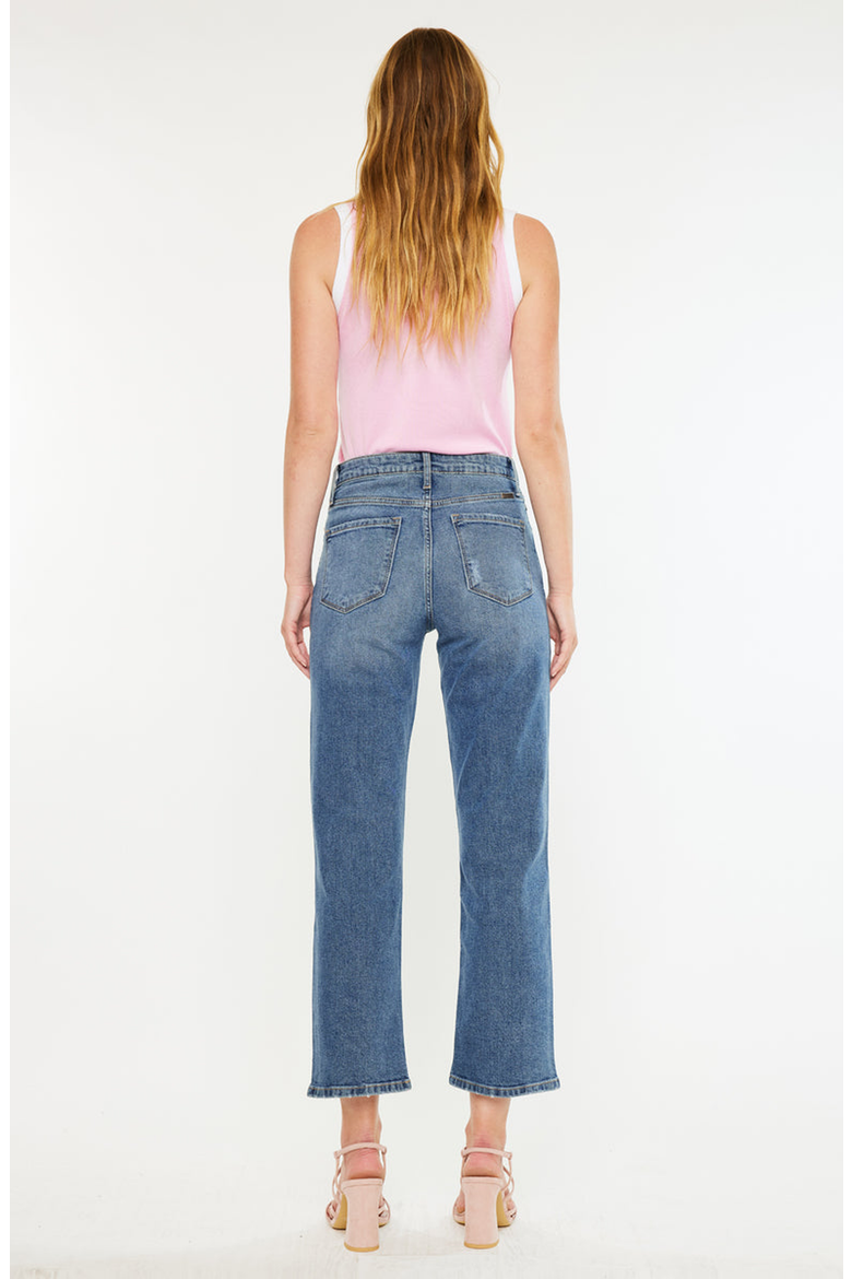 Jordana Essentials High Rise True Straight Jeans, Alternate, color, Dark Wash