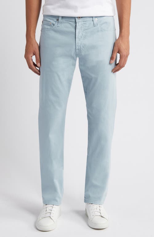 Ag Everett Sueded Stretch Sateen Slim Straight Leg Pants In Blue