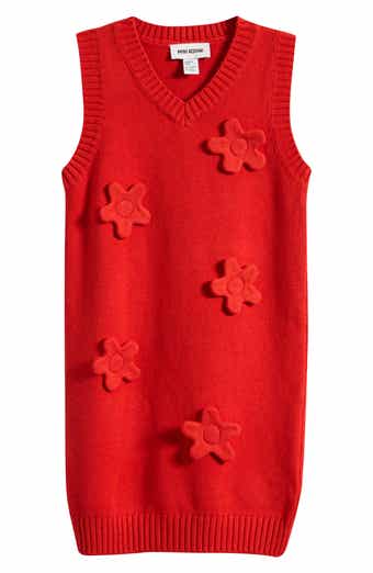 Mini Rodini Kids' Flower Appliqué Sweater Vest Dress