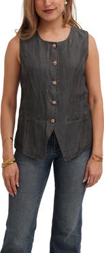 CYRUS Denim Lyocell Button Front Vest