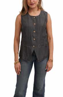 CYRUS Denim Lyocell Button Front Vest