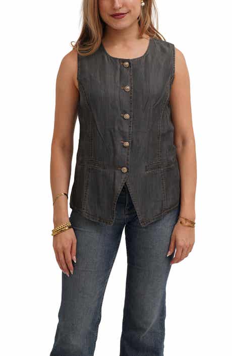 CYRUS Denim Lyocell Button Front Vest