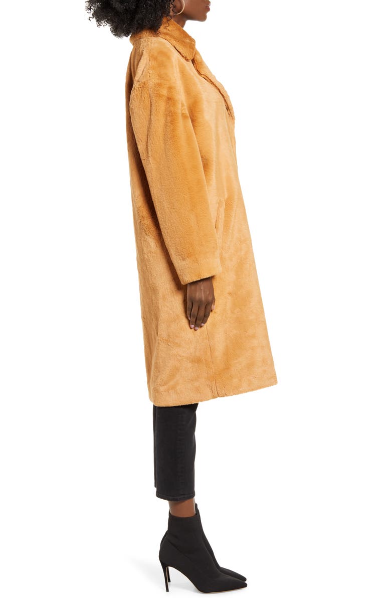 Mural Long Faux Fur Coat, Alternate, color, 