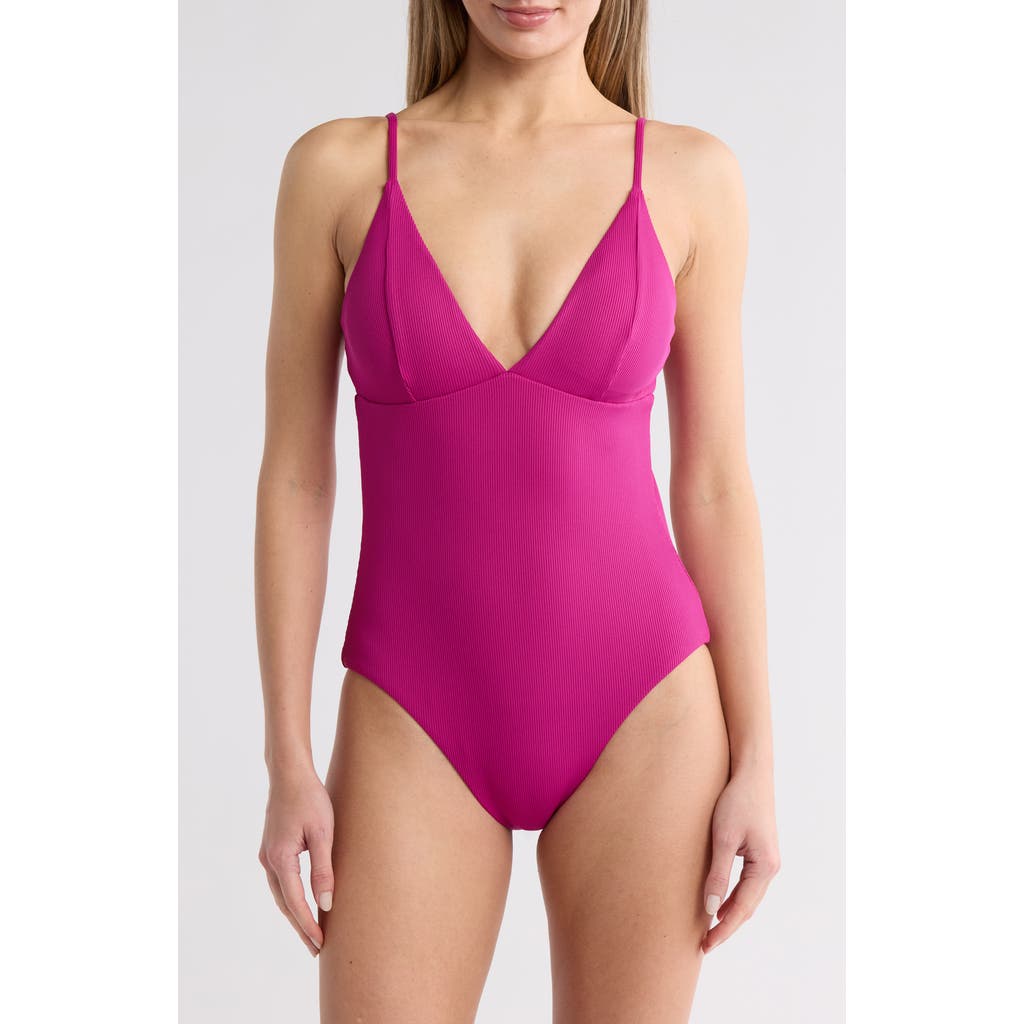 Becca V-neck Underbust One Piece Swimsuit In Pomegranate